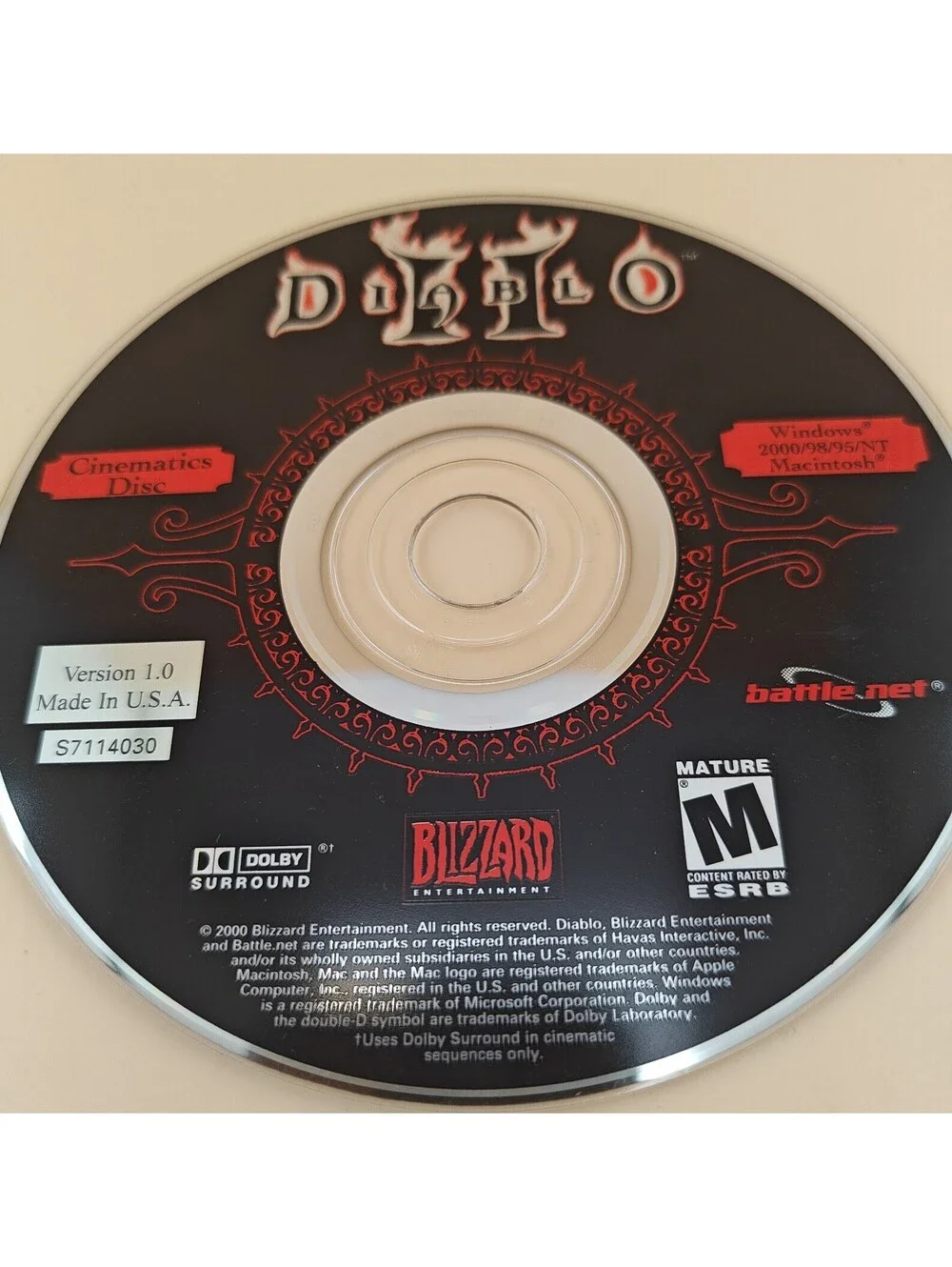 Diablo II PC Game Cinematics Disc Only Blizzard